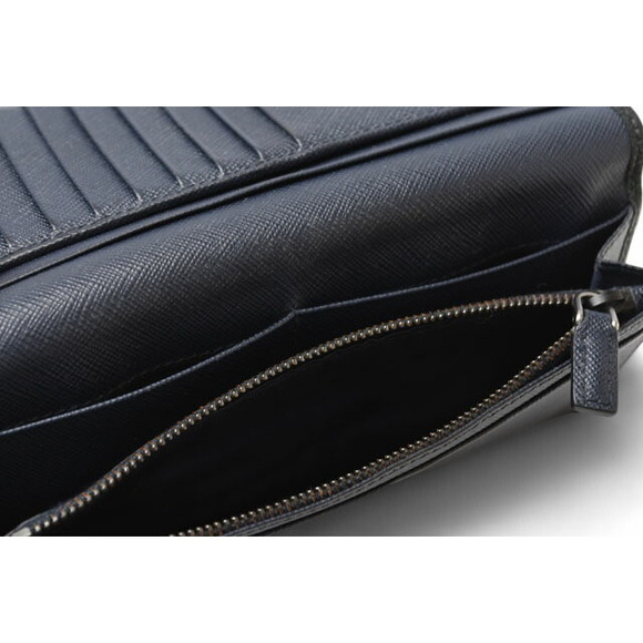 Prada Saffiano Embossed Leather Long Wallet Neri Baltico Black Navy Blue - Picture 8 of 11